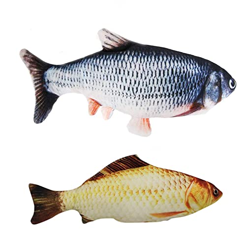 2 szt. zabawki dla kota, kręcąca się ryba, kot, zabawka dla kota, interaktywna zabawka rybna dla kotów, zmywalna pluszowa zabawka, potrząsająca zabawka, ruchoma symulacja ryb