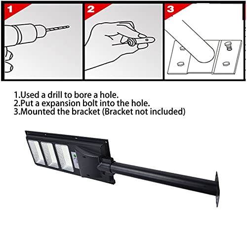 Solar Street Light, 500W 840LED Wodoodporne Lampy Solarne Lampa Zewnętrzna z Czujnikiem Ruchu, Pilotem, od Zmierzchu do świtu Solarne Oświetlenie Bezpieczeństwa Solar Flood Lights na Ulicę - obrazek 3