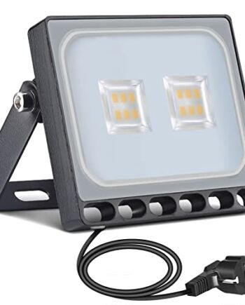 papasbox Reflektor LED 10 W, reflektor budowlany z wtyczką, wodoszczel