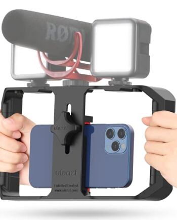 ULANZI U-Rig Pro uchwyt wideo do smartfona ręczny stabilizator telefonu klatka filmowa z 3 mocowaniami na zimne stopki, stabilizator wideo do wideomakera do iPhone 13 12 11 Pro Max Samsung S20 FE A21s Google Pixel 5