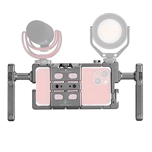 SUNWAYFOTO PCR-01 klatka na smartfona uniwersalny zestaw wideodomofonowy z uchwytem, stabilizator telefonu do nagrywania wideo akcesoria do filmowania telefonów komórkowych