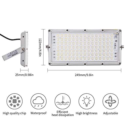 Reflektor LED 100W, wodoszczelny IP66 reflektor zewnętrzny 10000 lm, 6500K zimna biel, do ogrodu, garażu, na plac sportowy, do parkingu, na taras, oświetlenie - obrazek 17