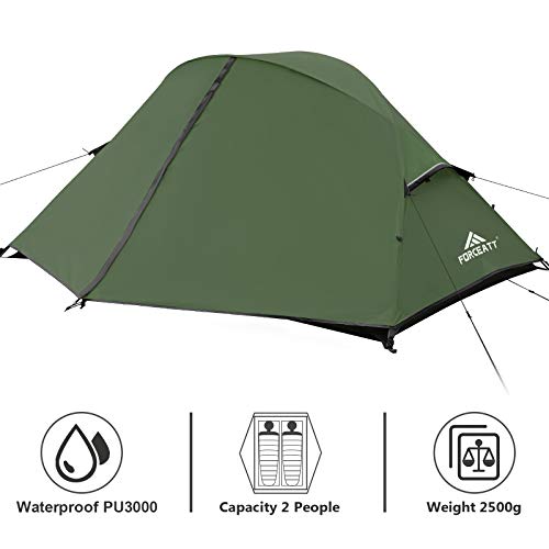 Forceatt Namiot dla 2 i 3 osób w 4 porach roku | ultralekki na kemping, podróże z plecakiem, wędrówki i inne aktywności na świeżym powietrzu | podwójne drzwi, wodoszczelny, łatwy montaż i przenoszenie. - obrazek 8