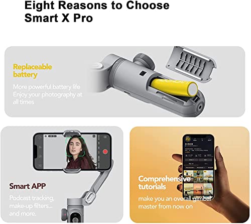 Stabilizator do smartfona kompatybilny z iPhone 13 12 PRO MAX XR, wyświetlacz HD z systemem Android Focus i Zoom Control Vlog Youtuber Live Video Record z przedłużaczem i statywem Aochuan Smart X Pro - obrazek 3