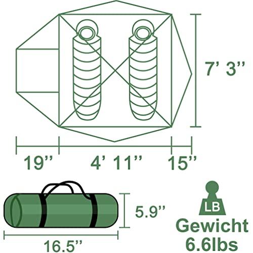 Clostnature 3 Sezonowy Namiot na Kemping - Wodoodporny Namiot Zewnętrzny dla 2 Osób, Ultralekki Namiot Trekkingowy, Kompaktowy Namiot z Małym Rozmiarem Opakowania dla Rodziny, Plaży, Festiwalu, Grupy - obrazek 7