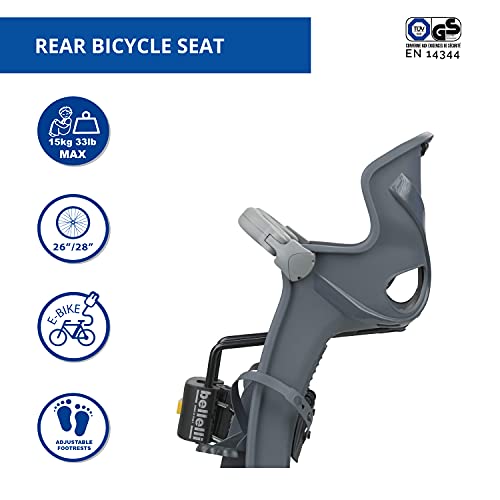 b bellelli Strzałka 2021 - Fotelik rowerowy z poduszkami i paskami ze sztucznej skóry - dla dzieci do 15 kg, od 9 miesięcy do 3 lat - Mocowanie do ramy - obrazek 7