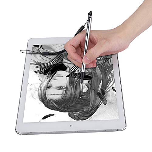 Pióro dotykowe ze sprężyną linową, oporowy pisak do malowania ekranu dotykowego Rysik rezystancyjny z zabezpieczoną przed zgubieniem liną sprężynową, do rezystancyjnych urządzeń ekranowych(Srebro) - obrazek 6