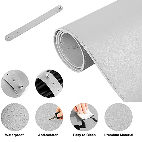Podkładka na biurko, zestaw 2 szt., 80 x 40 cm, ze skóry PU, antypoślizgowa, podkładka na biurko z podkładką pod mysz, wodoszczelna, dwustronna podkładka do pisania, duża mata na biurko do biura i domu - obrazek 4