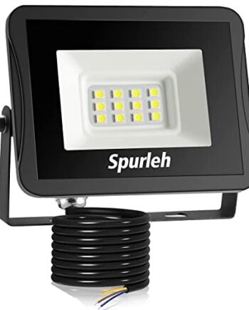 Spurleh 10W LED Floodlight, Super Bright 1000 Lumen Daylight White Outdoor Security Lights, Waterproof IP66 Outside Flood Lights for Garden, Garages, Yard, Parking Lot, Warehouse [Energy Class A++]