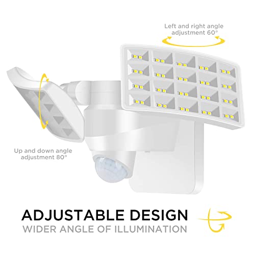 BOSWEE solarna lampa bezpieczeństwa na zewnątrz, 1600 lm solarna lampa LED z 2 regulowanymi głowicami, 5500 K, IP65 wodoodporne światło przeciwpowodziowe na podwórko, ścieżkę i patio (biała) - obrazek 8