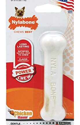 Nylabone Dura żuć ekstremalnie wytrzymały pies zabawka do żucia kości, smak kurczaka, XS, dla psów do 7 kg