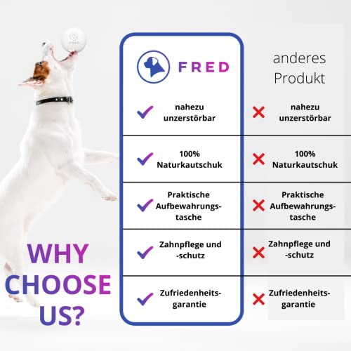 FRED Piłka dla psa premium z naturalnego kauczuku – bardzo wytrzymała piłka do zabawy dla psów – biała – prawie niezniszczalna – Ø 6,5 cm wraz z praktyczną torbą do przechowywania… - obrazek 7