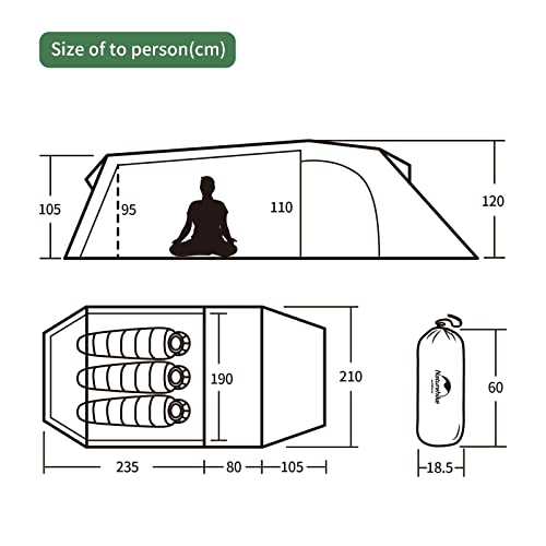 Namiot z Plecakiem Przestronny, Lekki Namiot Rodzinny dla 2/3 Osób Namiot Tunelowy dla 2/3 Osób z Markizą - obrazek 8