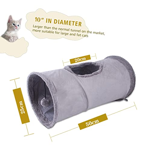 Tunel dla kota, rurka, zabawka dla kotów, tunel do zabawy dla kotów, składany tunel do zabawy z zamszu, dla wszystkich kotów i małych zwierząt, 1 jaskinia 50 x 25 cm, zabawka dla kota - obrazek 6