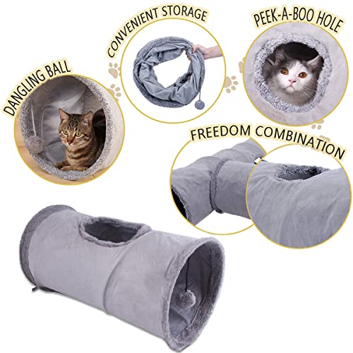 Tunel dla kota, rurka, zabawka dla kotów, tunel do zabawy dla kotów, składany tunel do zabawy z zamszu, dla wszystkich kotów i małych zwierząt, 1 jaskinia 50 x 25 cm, zabawka dla kota - obrazek 7