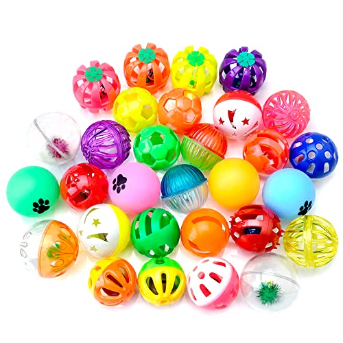 Chiwava 48 szt. 4 cm-4,5 cm plastikowy kot jingle kulki kot zabawka z - obrazek 5