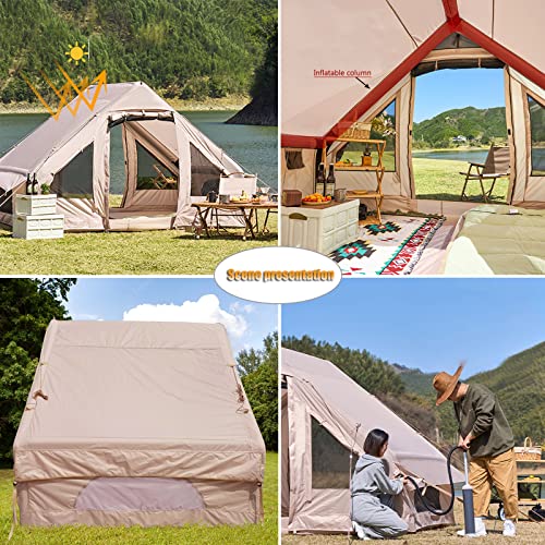 Baralir Namiot kempingowy dla 2 – 4 osób, nadmuchiwany namiot tipi, namiot typu pop-up, szybki montaż w ciągu 2 minut, namiot ratunkowy w głuszy, luksusowy namiot kempingowy - obrazek 2