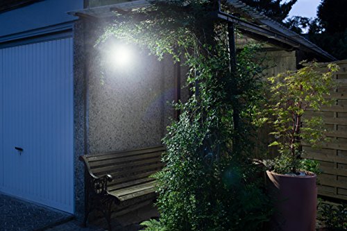 Meister Reflektor zewnętrzny LED, zasilany bateriami, czujnik ruchu, zasięg 8 m, ochrona przed zachlapaniem, światło zewnętrzne z czujnikiem ruchu, naświetlacz ścienny, 7490110 8 W - obrazek 4