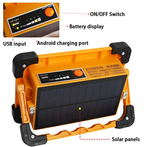 Solarny Reflektor LED 80W Zewnętrzne Światło Robocze Przenośne Światło Awaryjne z Magnesem Słonecznym 4 Tryby i bank Energii z USB Wodoodporny Reflektor IP65 Odpowiedni do Kempingu Podróży Wędkarstwa - obrazek 13