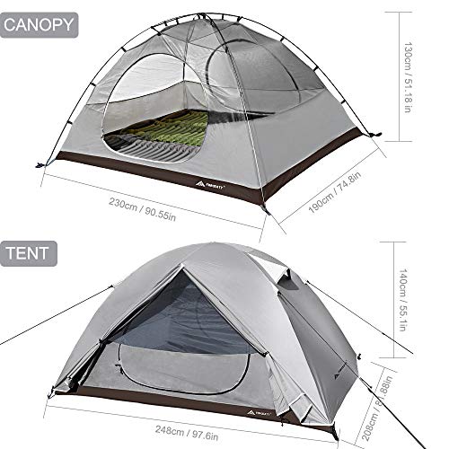 Forceatt Namiot kempingowy dla 4 osób, wodoodporny i wiatroszczelny. Lekki namiot do wędrówek z plecakiem, łatwy montaż, nadaje się do aktywności na świeżym powietrzu i wędrówek, podróży - obrazek 5