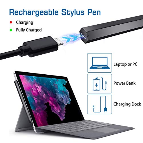 Cenawin Rysik Długopis do Microsoft Surface, ładowalny aktywny Stylus Pen 4096 czułość nacisku, Tilt i Palm Rejection do Surface Pro 3/4/5/6/7/X, Surface Go/Book/Laptop - obrazek 3