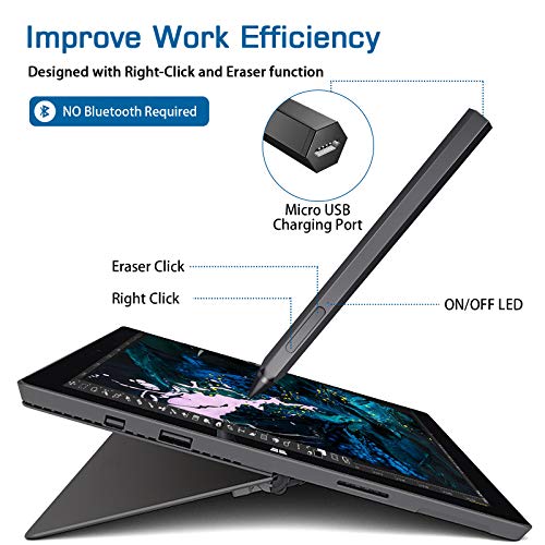 Cenawin Rysik Długopis do Microsoft Surface, ładowalny aktywny Stylus Pen 4096 czułość nacisku, Tilt i Palm Rejection do Surface Pro 3/4/5/6/7/X, Surface Go/Book/Laptop - obrazek 8