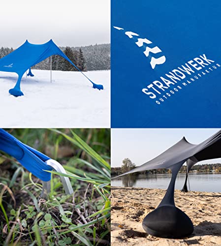 Namiot transkadowy premium z lycry – żagiel przeciwsłoneczny Pop-Up na plażę i do aktywności na świeżym powietrzu – ochrona przed słońcem, muszla plażowa z aluminiowymi drążkami i kotwami piaskowymi, kolor szary (210 x 210 cm) - obrazek 4