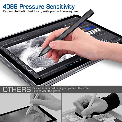 Cenawin Rysik Długopis do Microsoft Surface, ładowalny aktywny Stylus Pen 4096 czułość nacisku, Tilt i Palm Rejection do Surface Pro 3/4/5/6/7/X, Surface Go/Book/Laptop - obrazek 7