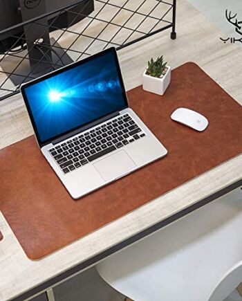 Yikda przedłużona skórzana podkładka pod mysz do grania / mata, duża biurowa podkładka do pisania komputerowa skórzana mata podkładka pod mysz, wodoodporna, ultracienka 1,2 mm - 31,5" x 15,7" (ciemnobrązowy)