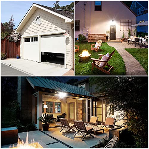 BOSWEE solarna lampa bezpieczeństwa na zewnątrz, 1600 lm solarna lampa LED z 2 regulowanymi głowicami, 5500 K, IP65 wodoodporne światło przeciwpowodziowe na podwórko, ścieżkę i patio (biała) - obrazek 3