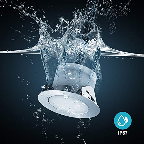 Lampy do zabudowy na zewnątrz, zestaw 10 lamp LED do wbudowania w podłogę do użytku na zewnątrz z kontrolerem Tuya Smart Life (RGB + ciepłe światło), DC12 V, Ø 45 mm, wys. 26 mm, IP67, wodoszczelne oświetlenie tarasowe do ogrodu, drewnianego mostu i basenu - obrazek 4