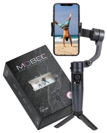 Qinux Mobee Pro Cinemashot - Mobile Gimbal Stabilizator do Smartphone Uchwyt na telefon antywibracyjny Gimbal Stabilizator 3 Osi Statyw Stabilizator Składany i przenośny