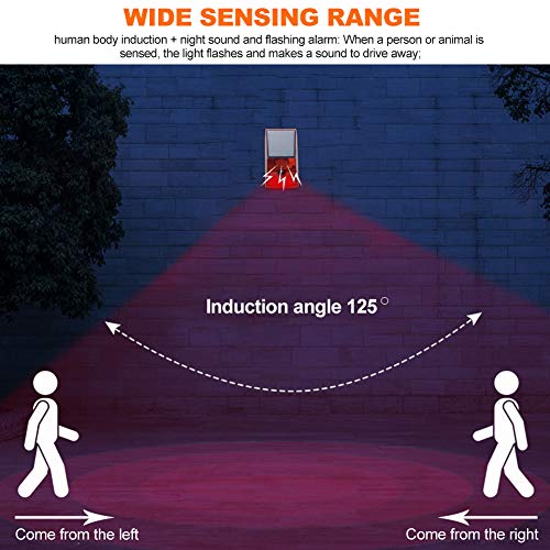 GeKLok Solarne światło alarmowe stroboskopowy czujnik ruchu z pilotem zdalnego sterowania, zasilana energią słoneczną wodoodporna bezprzewodowa lampa ścienna solarna lampa ostrzegawcza z 6 inteligentnymi trybami dla gospodarstwa, stodole, willi, podwórka - obrazek 3