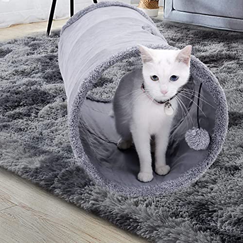 Tunel dla kota, rurka, zabawka dla kotów, tunel do zabawy dla kotów, składany tunel do zabawy z zamszu, dla wszystkich kotów i małych zwierząt, 1 jaskinia 50 x 25 cm, zabawka dla kota - obrazek 4