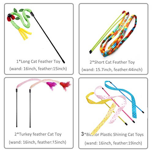 GingerUP Różdżki do kręcenia kotów interaktywne zabawki dla kotów różdżki z dźwiękowym papierem frędzle dla kota kociaka zabawy ćwiczeniowej do gry 8 sztuk - obrazek 3