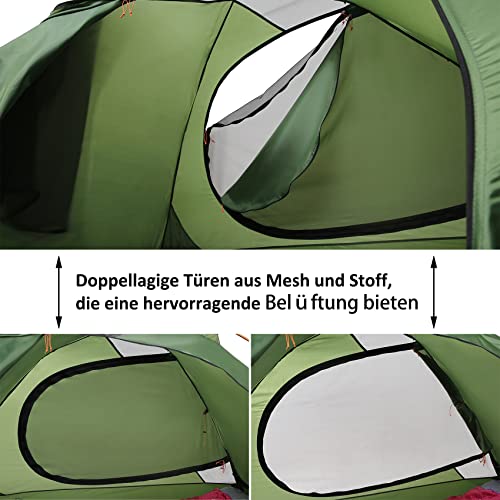 Clostnature 3 Sezonowy Namiot na Kemping - Wodoodporny Namiot Zewnętrzny dla 2 Osób, Ultralekki Namiot Trekkingowy, Kompaktowy Namiot z Małym Rozmiarem Opakowania dla Rodziny, Plaży, Festiwalu, Grupy - obrazek 8