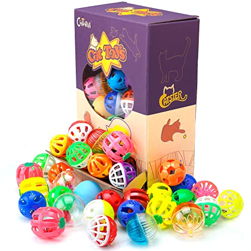 Chiwava 48 szt. 4 cm-4,5 cm plastikowy kot jingle kulki kot zabawka z - obrazek 8