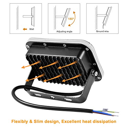 20W LED Reflektor Wodoodporny IP67 lampa bezpieczeństwa 6500K Zimna biel światła reflektor 1600LM Reflektor zewnętrzny do ogrodu podwórka garażu parkingowego magazyn - obrazek 6