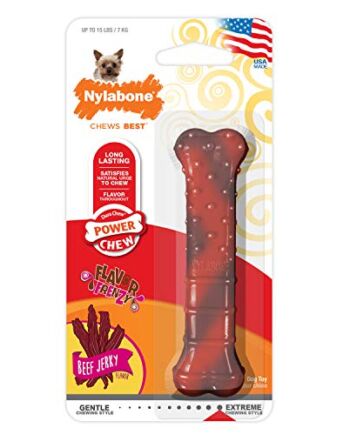 Strukturyzowany Nylabone Dura Chew wołowina Jerky-Power-Chew – kość do żucia dla bardzo mocno żuących psów, rozmiar XS, dla psów do 7 kg