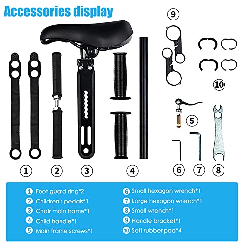 Rowerowe fotele dla dzieci, przednie siodełko rowerowe dla dzieci z mocowaniem na kierownicę, zdejmowane fotele rowerowe dla dzieci w wieku 2-5 lat i wszystkie rowery dla dorosłych, czarne - obrazek 4