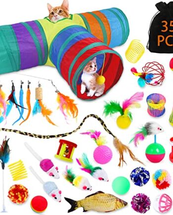 Zabawki dla kotów, 35 szt. Zabawka dla kota z tunelem, interaktywne za