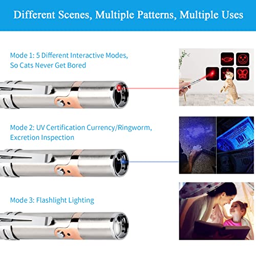 Pinsheng Zabawka dla kotów, LED, interaktywna zabawka myśliwska dla kotów, ładowanie przez USB, funkcja 3 w 1, wielofunkcyjna zabawka LED, interaktywna zabawka do treningu zwierząt domowych - obrazek 4
