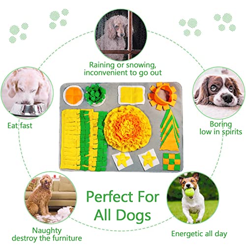 MULEVIP Dywan z wąsami dla psa, 72 x 52 cm, do trenowania inteligencji, z wąchami, nadaje się do prania, składany dywan z wąchami, zabawka dla zwierząt domowych, psów, kotów (żółto-zielony) - obrazek 4