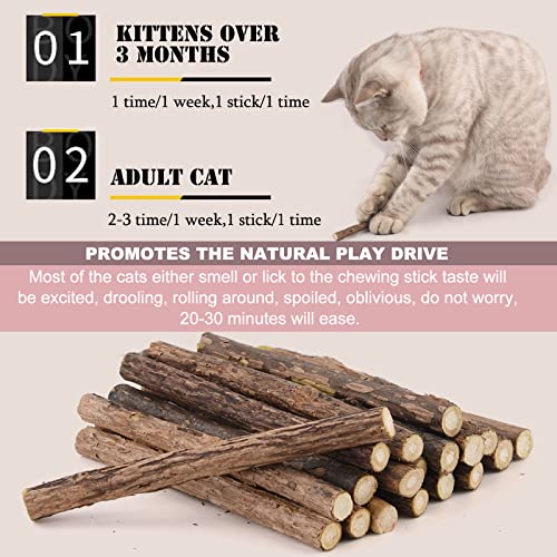 onebarleycorn - Patyczki kocie koty, szlifowanie zębów zabawka do żucia dla kota kociaka 100% organiczne naturalne matatabi stomatologiczne, opakowanie 30 szt. - obrazek 4