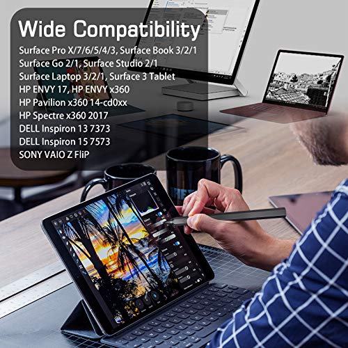 Cenawin Rysik Długopis do Microsoft Surface, ładowalny aktywny Stylus Pen 4096 czułość nacisku, Tilt i Palm Rejection do Surface Pro 3/4/5/6/7/X, Surface Go/Book/Laptop - obrazek 2