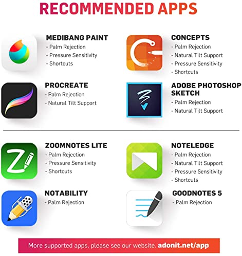 Adonit Note+ Stylus czuły na nacisk rysik (czarny) kompatybilny z Apple iPad 9,7'' / 10,2'' / iPad Air (2019) / iPad mini 5 / iPad Pro 11'' i 12,9'' (czarny) - ADNSB - obrazek 3