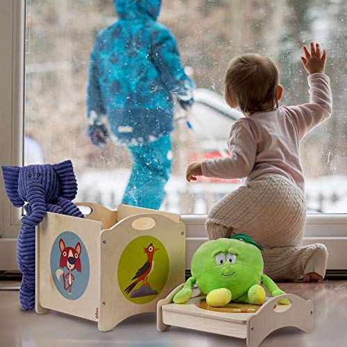 Dida - Ławka do siedzenia dla dzieci Troncotto pudełko do przechowywania z dużą ilością miejsca do przechowywania zabawek – skrzynia na zabawkę z 4 kółkami + pokrywa, jako ławka do siedzenia - obrazek 3