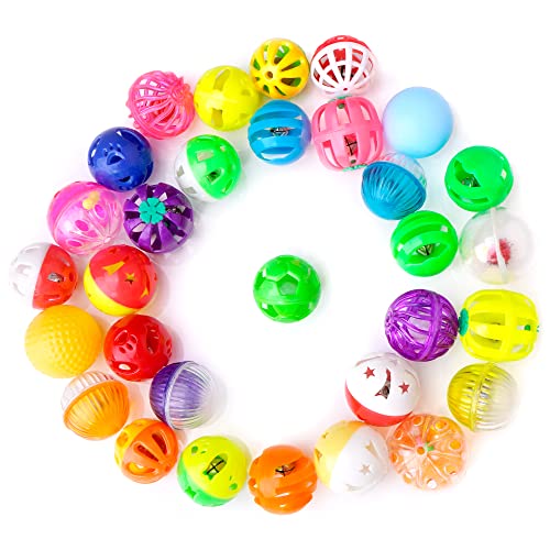 Chiwava 48 szt. 4 cm-4,5 cm plastikowy kot jingle kulki kot zabawka z - obrazek 2