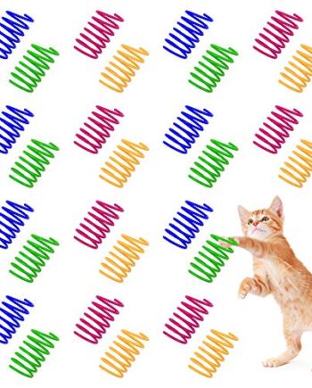 Ledoo 40Pcs Spirale Katzen Spielzeug Frühling Cat Spring Spielzeug Katzenspielzeug Set Kunststoff federspielzeug Katzen Bunte Spirale Spielzeug für Katzen Kätzchen