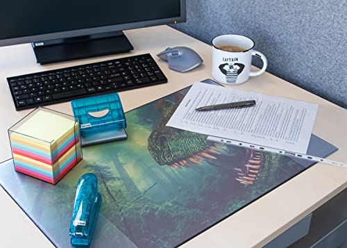 Idena 10452 – podkładka na biurko z dwiema kieszeniami, dinozaur, wymiary ok. 58,5 x 38,5 cm, praktyczne akcesorium do pokoju dziecięcego, młodzieżowego i gabinetu - obrazek 5